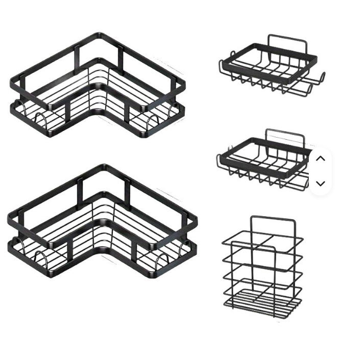 Étagère d'Angle Murale Premium 5 en 1 – Organisez Votre Salle de Bain Sans Percer