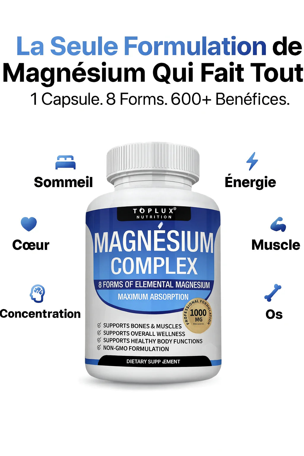 Magnésium Complex 8-en-1 Haute Absorption